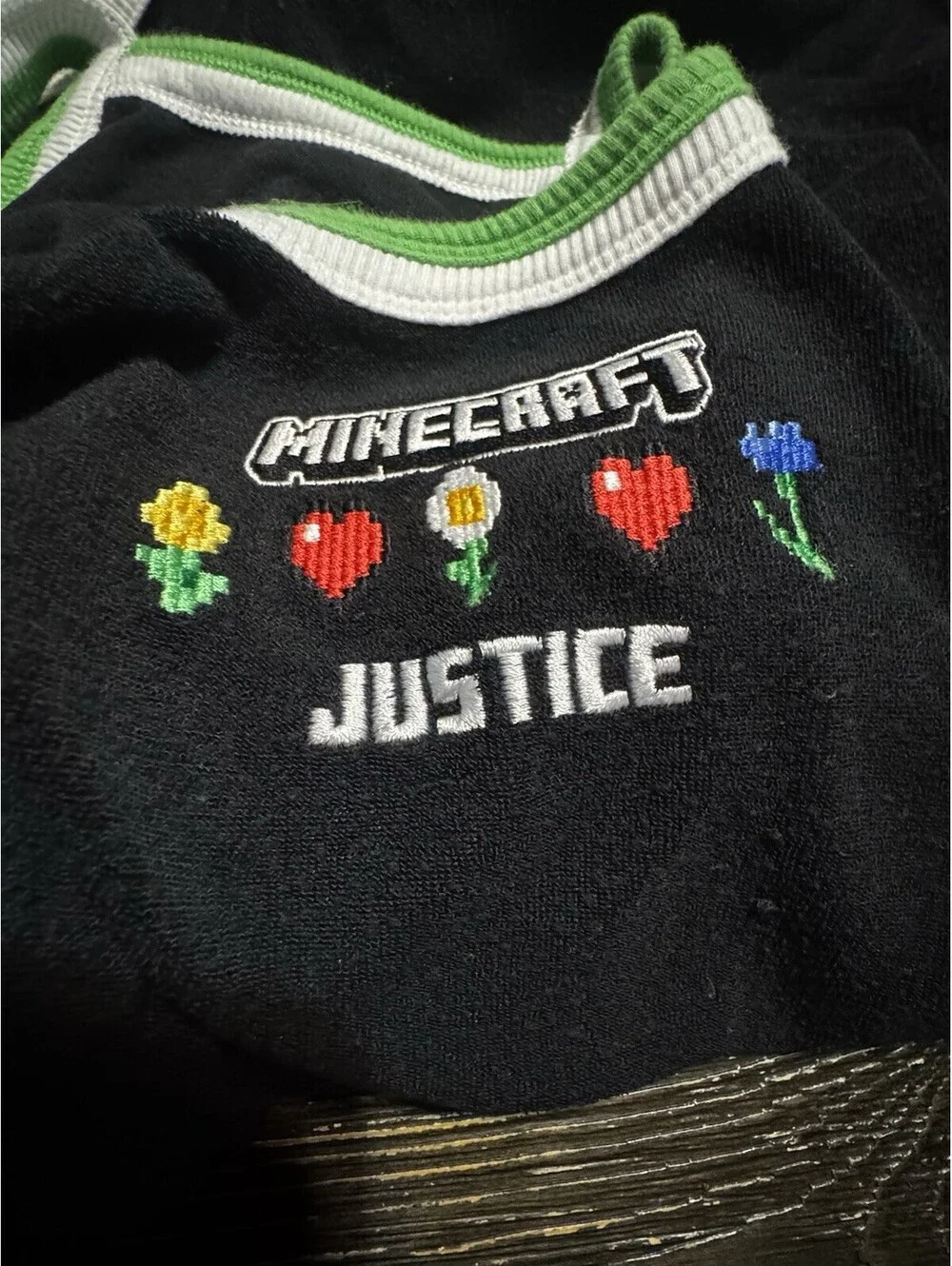Minecraft x Justice Girls Romper Size S 7/8 Black Green Floral Shorts